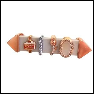 KEEP Collective Charm Bar Brooch Pin Cake Tulip Initial Rhinestone‎ Gold Tone